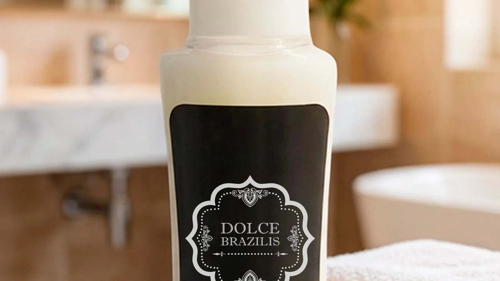 Frasco de shampoo branco para hotel — linha Dolce Brazilis HMAX