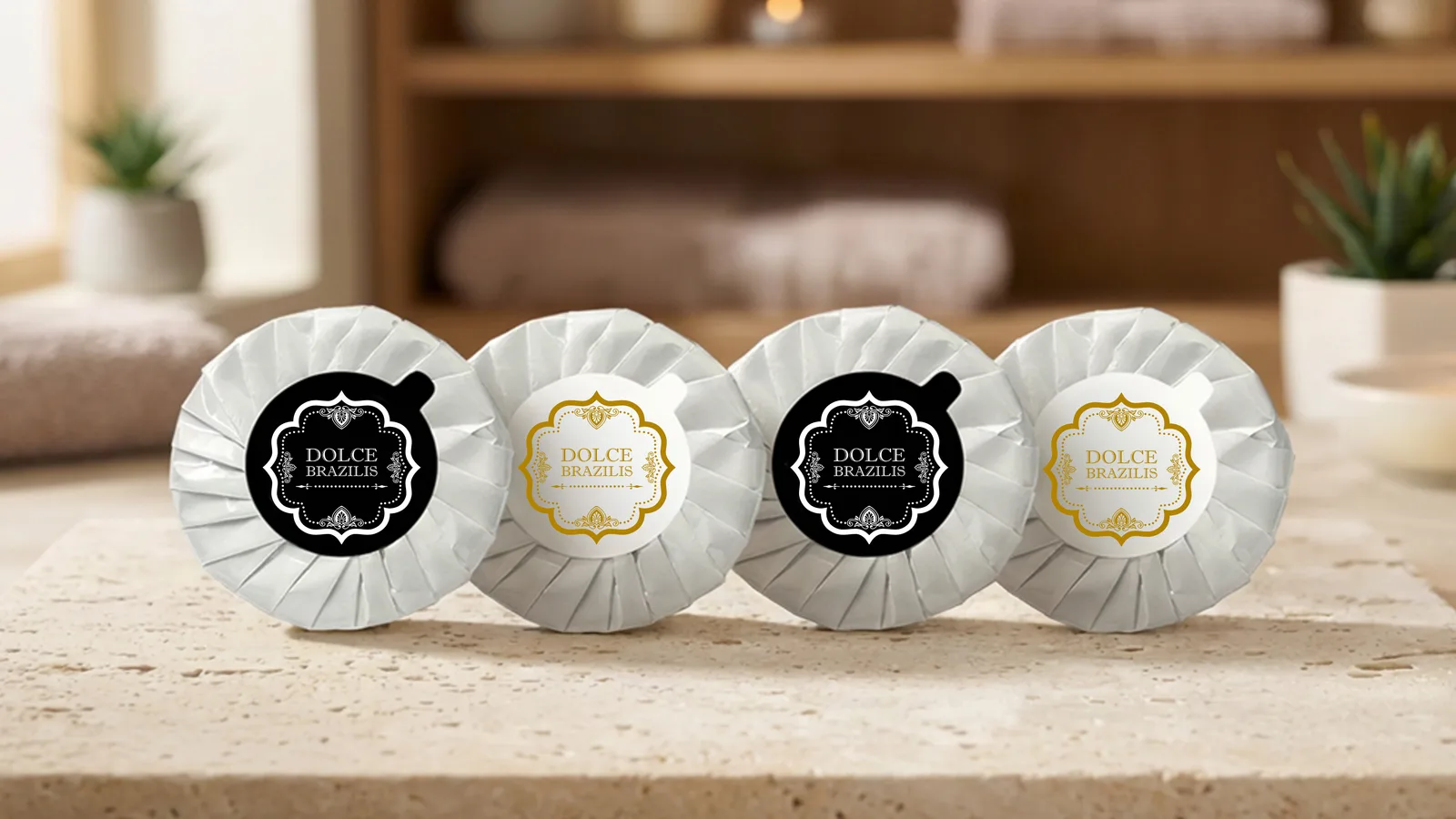 Kit de amenities variados para anúncio de Airbnb e temporada